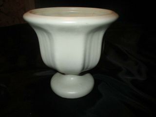 Vintage Haeger White Ribbed Pedestal Vase Urn Planter
