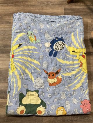 Vintage 90s Pokemon Blanket Fleece Charmander Pikachu Squirtle Bulbasaur Gengar 2