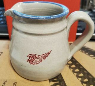 Vintage Red Wing Stoneware Small Bowl Pitcher Creamer Blue Rim