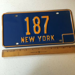 1966 66 - 1973 73 York Ny License Plate 187 Low Three Digit Nos Single