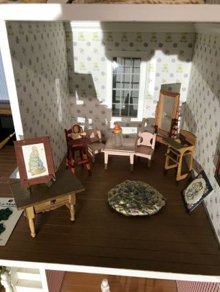 Vintage Dollhouse Miniatures Baby Room High Chair Baby Doll Peter Rabbit