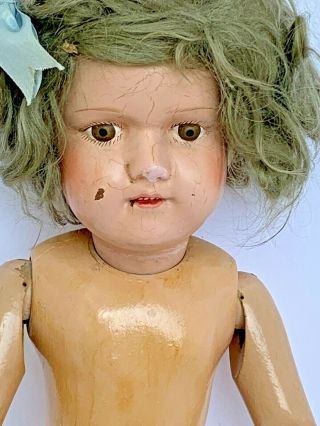 Antique 19 1/2 " Schoenhut Doll,  Dolly Face Girl Undressed Wig.