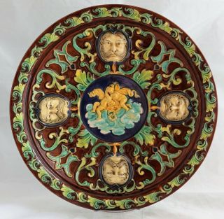 Antique Wilhelm Schiller & Son (w S & S) German Plate Cherubs & Four Faces 12 "