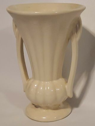 Vintage Mccoy Handled Vase Urn 9 " Tall Cream Euc
