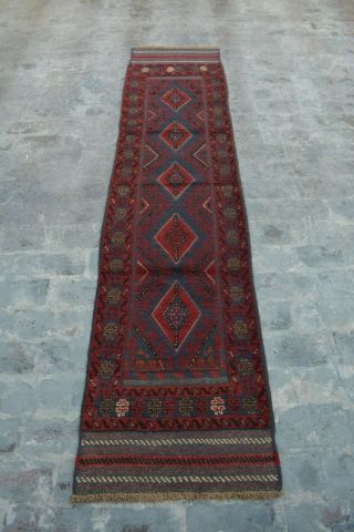 Y1204 Handmade Afghan Tribal Wool Mishwani Stunning Turkish Runner Rug Kilim