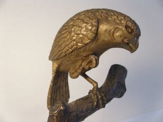 Antique Japanese Meiji Period Sculpture of a Bird of Prey on Bronze Branch 24cm 2