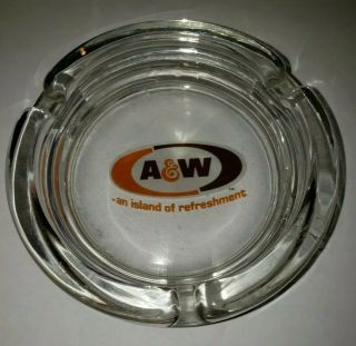 Vintage A & W Root Beer Glass Ashtray 1968 4.  25 " An Island Of Refreshment