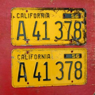 1956 California Pair Truck A41 378 License Plates