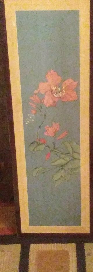 Vintage Japanese Wall Hanging Hand Painted Silk Wall Panel