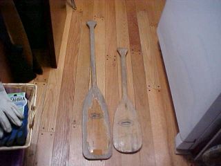 2 Vintage Wood Oars Beaver Paddles,  Feather Brand Caviness Woodworking Canoe