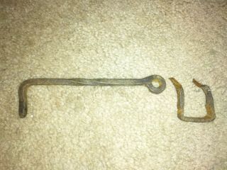 Large Vintage Antique Cast Iron Hook Barn Gate Latch Hand Wrought Forged Stapleb