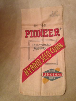 Vintage Pioneer Hybrid Seed Corn Cloth Sack Bag 349 Mf - Farm Feed Advertising