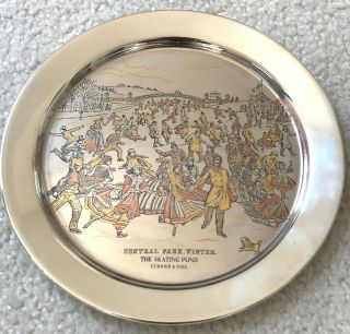 1972 Sterling Silver Danbury Plate Currier & Ives The Skating Pond