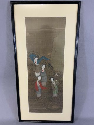 Antique Chinese 19th Century Painting On Silk - Women