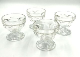 4 Vintage Clear Federal Glass Dessert Cups Ice Cream Dish Sherbet Parfait Footed