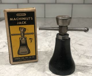Vintage General Machinist Jack No.  7 W/original Box Work Holding Machinist Tool