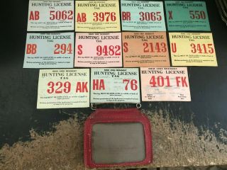 11 Antique Ohio Resident Hunting License Tag 1953 54 55 56 57 58 59 60 61 62 63