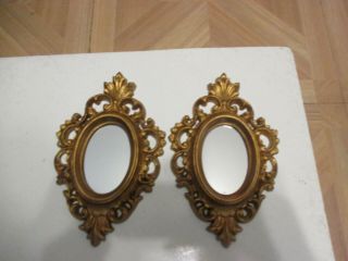 Vintage Burwood Regency Ornate Gold Framed Oval Mirrors 7 " Tall X 5 " W