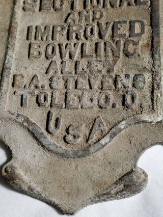 Antique B.  A.  Stevens Toledo Ohio Brass Bowling Alley Plaque (UPDATED POST) 3