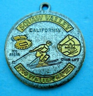 1960 Winter Olympic Games Squaw Valley Ca Vintage Gilded Pendant Charm