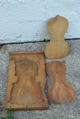 Antique Wood Violin Makers Form Tool Musical Sculpture Appeal Dated 1905 Luthier