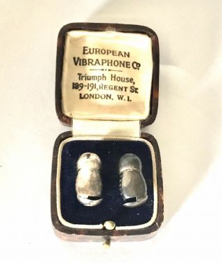 1930 Sterling Silver Hearing Aid European Vibraphone Co.  Quack Medical Orig Box