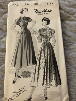 Ff Vintage 1940’s York Ladies Sewing Pattern 572.  Size 15 - 33