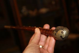 Old Chinese Asian Poppy Opium Tobacco Pipes Made From Bamboo Wood With Metal