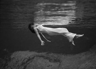 8.  5x11 Fine Art Print Photo Vintage Woman Floating In Water Surreal Weird