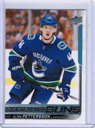 18/19 Ud Series 1 Elias Pettersson 248 Young Guns Rookie Rc Vancouver Canucks