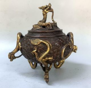 Old Rare Chinese Copper Incense Burner Xuande Makred (k226)