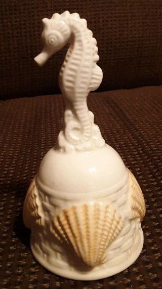 Vintage The Beachcombers Ceramic Seahorse And Shell Bell 1983