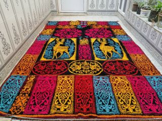 Vintage Handmade Moroccan Wool Carpet Azilal Berber Rug Beni Ourain Rug 6×10 Ft