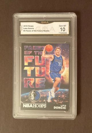 Luka Doncic 2018 Panini Hoops Faces Of The Future Rookie Rc 3 - Graded Gma 10