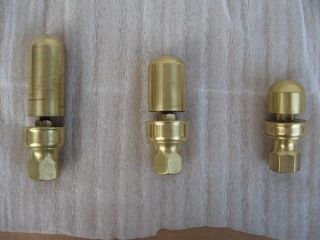 3 - Antique Brass Railroad Steam Whistles - Approx.  Sizes - 4 - 3 & 2 Inches Long.