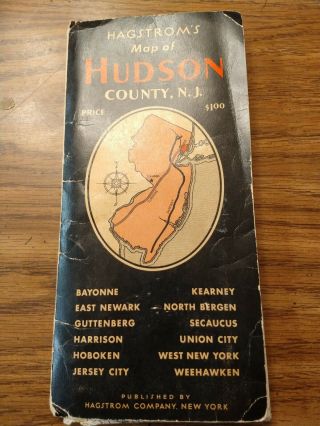 Vintage Hagstrom Map | Hudson County Jersey |