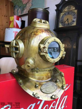 Antique Boston Scuba Divers Diving Helmet Navy Mark 5 Deep Sea Marine Diver Gift