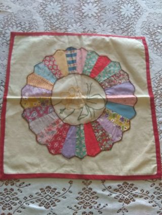 Vintage Embroidery Pillowcase,  Quilt,  Red,  17 " X 17 "