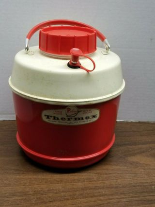 Vintage Poloron Thermex Jug Red White Spout Picnic Camping Cooler