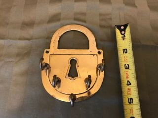 Vintage Solid Brass Lock Key Holder Wall Mount 5” X 4” Keyhole