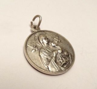 Vintage Our Lady of Perpetual Help/Paulus VI Pont Max Medal Pendant SIlver Tone 3