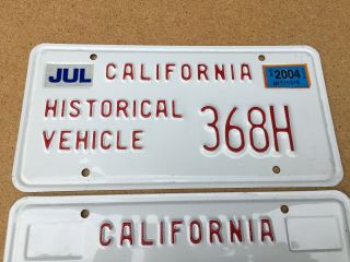 California Historical Vehicle 368H PAIR July 2004 tag 2