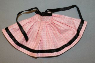 Vintage 1958 Tagged Jill Doll Pink Print Dress W/ Black Ribbon Trim
