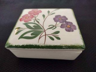 Vintage Blue Ridge Pottery Hand Painted Flower Design Covered Box.
