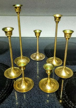 Vintage Solid Brass Candle Holders Set Of 7 Hosley Home Decor