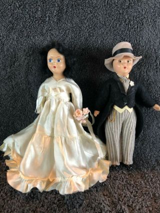 Antique/vintage Virga Bride And Groom Dolls 1947 - 1948