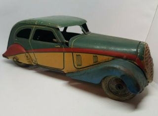 Charles Rossignol Peugeot Tin Toy Litho Car Antique Cr 91 Wind Up French Made