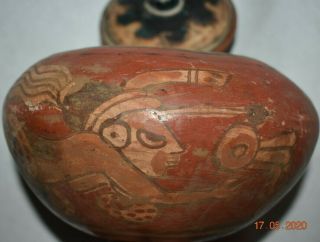 Pre Columbian Mayan Crypt Bowl W/lid,  Glyphs,  6 " Prov