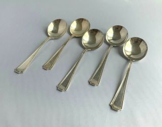 (5) Durgin Gorham Fairfax Sterling Silver Round Bowl Soup Spoons (bouillon)