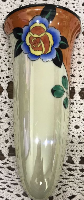 Vintage Noritake Art Deco Flower Wall Pocket/vase Hand Painted Japan